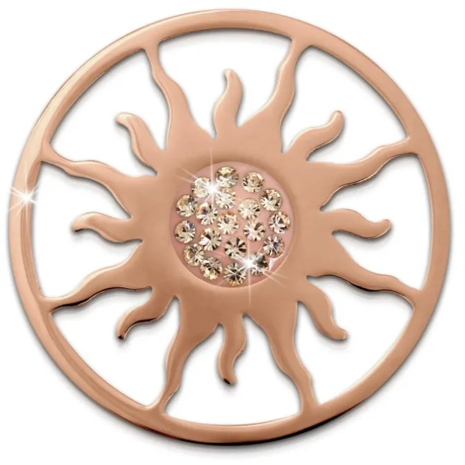 Amello Edelstahl Coin Sonnenblume rose Zirkonia weiß Stahlschmuck ESC533EE