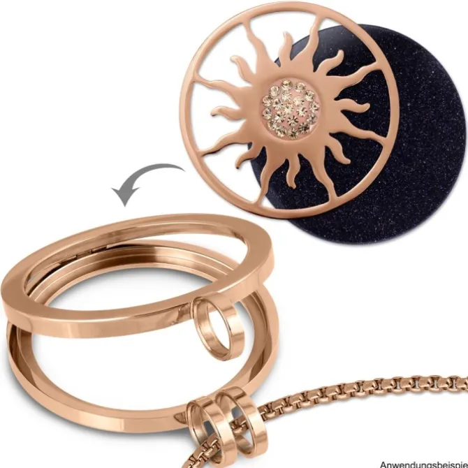 Amello Edelstahl Coin Sonnenblume rose Zirkonia weiß Stahlschmuck ESC533EE