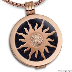 Amello Edelstahl Coin Sonnenblume rose Zirkonia weiß Stahlschmuck ESC533EE