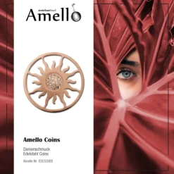 Amello Edelstahl Coin Sonnenblume rose Zirkonia weiß Stahlschmuck ESC533EE