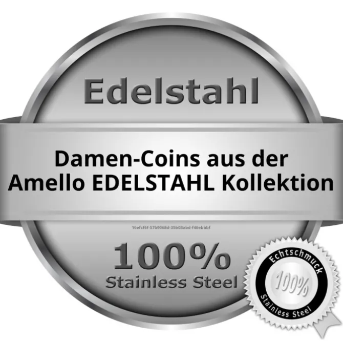 Amello Edelstahl Coin Sonnenblume rose Zirkonia weiß Stahlschmuck ESC533EE