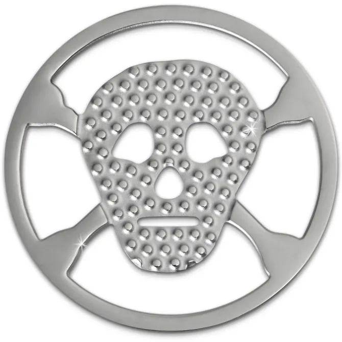 Amello Edelstahl Coin Totenkopf Silber für Coinsfassung Stahlschmuck ESC512J