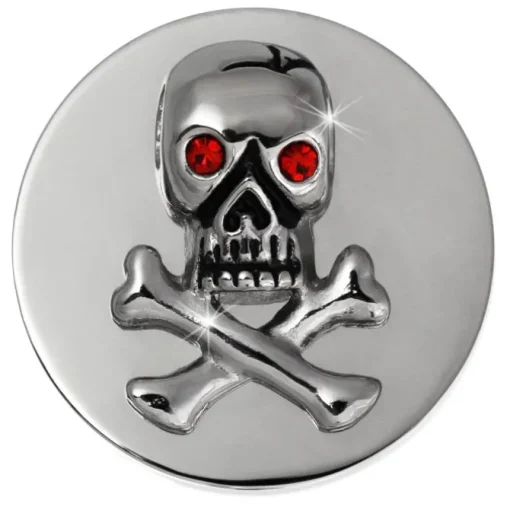 Amello Edelstahl Coin Totenkopf Silber Zirkonia rot Edelstahlschmuck ESC530J