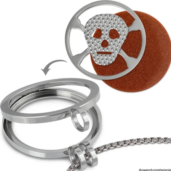 Amello Edelstahl Coin Totenkopf Silber für Coinsfassung Stahlschmuck ESC512J