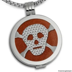 Amello Edelstahl Coin Totenkopf Silber für Coinsfassung Stahlschmuck ESC512J