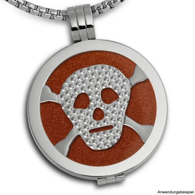 Amello Edelstahl Coin Totenkopf Silber für Coinsfassung Stahlschmuck ESC512J