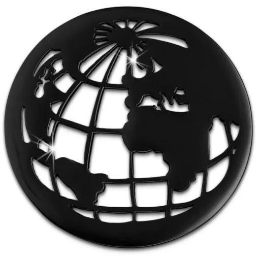 Amello Edelstahl Coin Weltkugel schwarz für Coinsfassung Stahlschmuck ESC517S