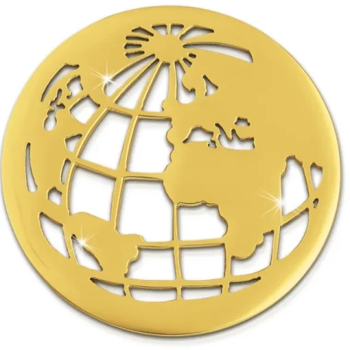 Amello Edelstahl Coin Weltkugel gold für Coinsfassung Stahlschmuck ESC517Y