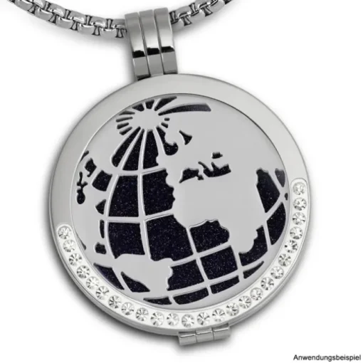 Amello Edelstahl Coin Weltkugel silber für Coinsfassung Stahlschmuck ESC517J