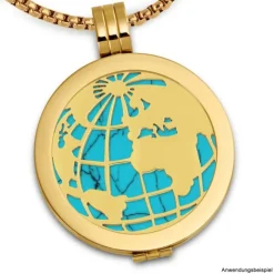 Amello Edelstahl Coin Weltkugel gold für Coinsfassung Stahlschmuck ESC517Y