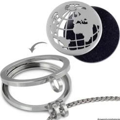 Amello Edelstahl Coin Weltkugel silber für Coinsfassung Stahlschmuck ESC517J