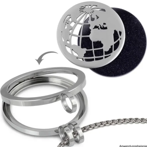 Amello Edelstahl Coin Weltkugel silber für Coinsfassung Stahlschmuck ESC517J