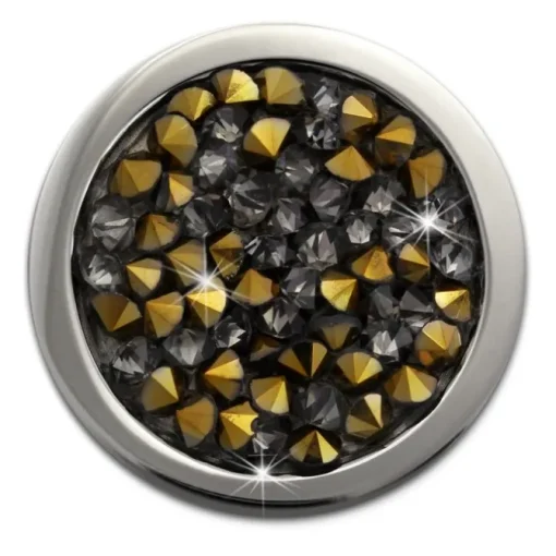 Amello Edelstahl Coin Zirkonia grau/gold 25mm Edelstahlschmuck ESC351K