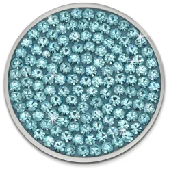 Amello Edelstahl Coin Zirkonia hellblau Coinsfassung Edelstahlschmuck ESC301H