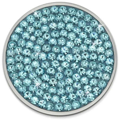Amello Edelstahl Coin Zirkonia hellblau Coinsfassung Edelstahlschmuck ESC301H