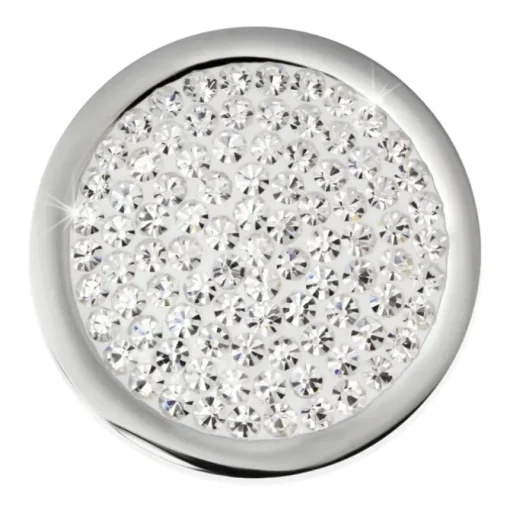 Amello Edelstahl Coin Zirkonia weiß 25mm für Coinsfassung Schmuck ESC350W