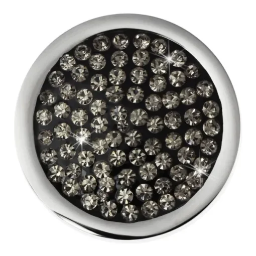 Amello Edelstahl Coin Zirkonia grau 25mm für Coinsfassung Schmuck ESC350K