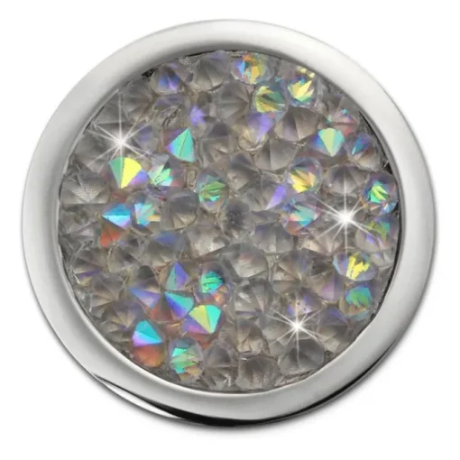 Amello Edelstahl Coin Zirkonia weiß 25mm für Coinfassung Schmuck ESC351W