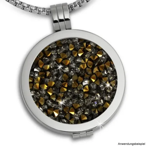 Amello Edelstahl Coin Zirkonia grau/gold Coinsfassung Stahlschmuck ESC302K