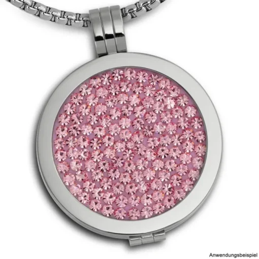 Amello Edelstahl Coin Zirkonia rosa für Coinsfassung Edelstahlschmuck ESC301A
