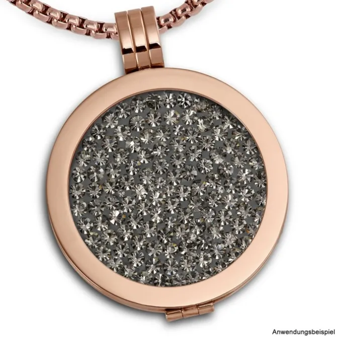 Amello Edelstahl Coin Zirkonia grau für Coinsfassung Edelstahlschmuck ESC301K