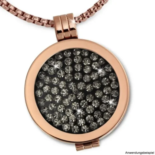 Amello Edelstahl Coin Zirkonia grau 25mm für Coinsfassung Schmuck ESC350K