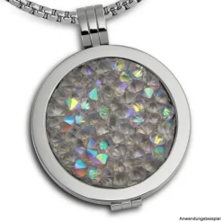 Amello Edelstahl Coin Zirkonia weiß 25mm für Coinfassung Schmuck ESC351W