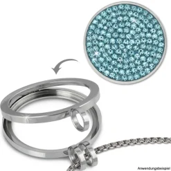 Amello Edelstahl Coin Zirkonia hellblau Coinsfassung Edelstahlschmuck ESC301H