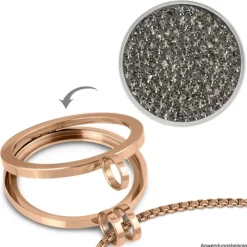 Amello Edelstahl Coin Zirkonia grau für Coinsfassung Edelstahlschmuck ESC301K