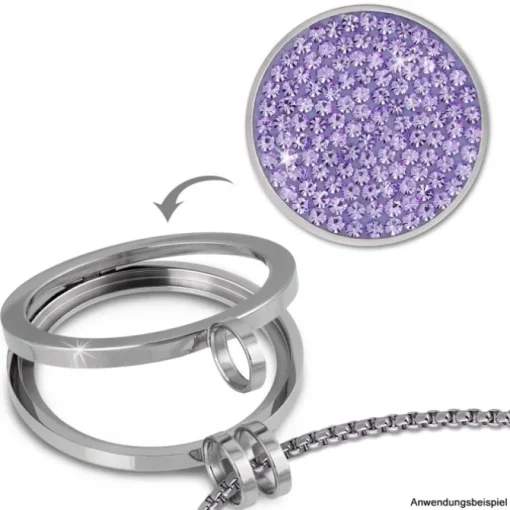 Amello Edelstahl Coin Zirkonia lila für Coinsfassung Edelstahlschmuck ESC301V