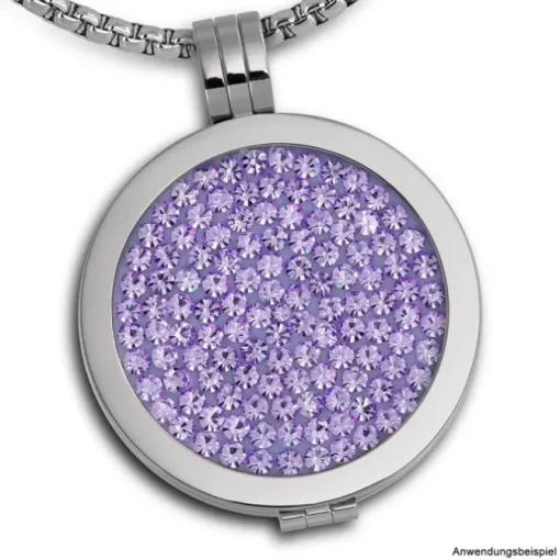 Amello Edelstahl Coin Zirkonia lila für Coinsfassung Edelstahlschmuck ESC301V