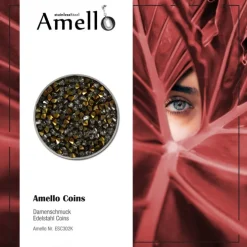 Amello Edelstahl Coin Zirkonia grau/gold Coinsfassung Stahlschmuck ESC302K