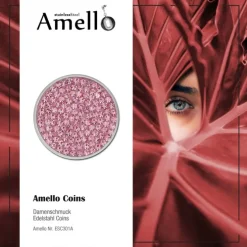 Amello Edelstahl Coin Zirkonia rosa für Coinsfassung Edelstahlschmuck ESC301A
