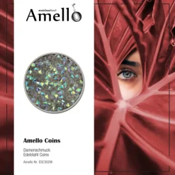 Amello Edelstahl Coin Zirkonia farbig für Coinsfassung Stahlschmuck ESC302W