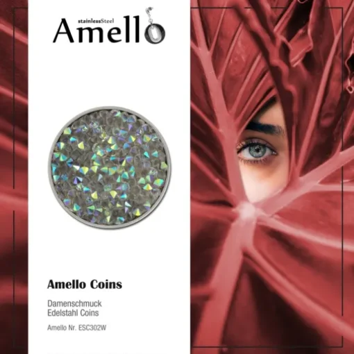 Amello Edelstahl Coin Zirkonia farbig für Coinsfassung Stahlschmuck ESC302W