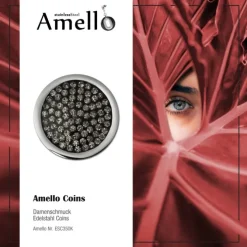 Amello Edelstahl Coin Zirkonia grau 25mm für Coinsfassung Schmuck ESC350K