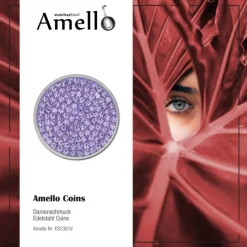 Amello Edelstahl Coin Zirkonia lila für Coinsfassung Edelstahlschmuck ESC301V