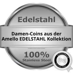 Amello Edelstahl Coin Zirkonia grau für Coinsfassung Edelstahlschmuck ESC301K