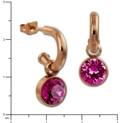 Amello Edelstahl Creole rosegold Zirkonias Zirkonia fuchsia ESOS51P