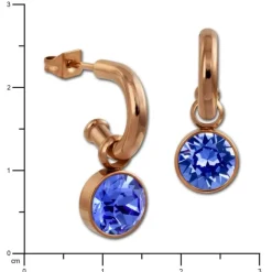 Amello Edelstahl Creole rosegold Zirkonias Zirkonia blau ESOS51B