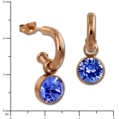 Amello Edelstahl Creole rosegold Zirkonias Zirkonia blau ESOS51B