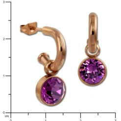 Amello Edelstahl Creole rosegold Zirkonias Zirkonia flieder ESOS51F
