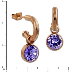 Amello Edelstahl Creole rosegold Zirkonias Zirkonia lila ESOS51V