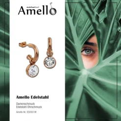 Amello Edelstahl Creole rosegold Zirkonias Zirkonia weiß ESOS51W