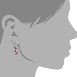 Amello Edelstahl Creole Zirkonias Zirkonia rosa Ohrring ESOS02A