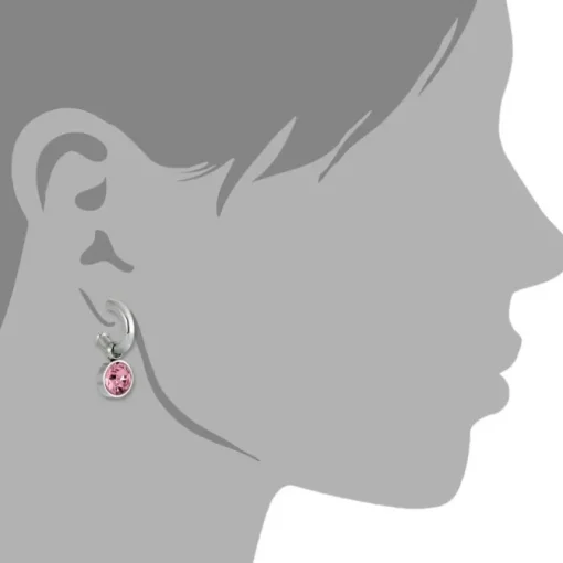 Amello Edelstahl Creole Zirkonias Zirkonia rosa Ohrring ESOS02A
