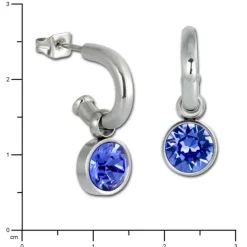 Amello Edelstahl Creole Zirkonias Zirkonia blau Ohrring ESOS02B