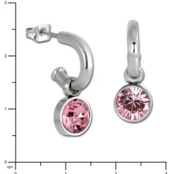 Amello Edelstahl Creole Zirkonias Zirkonia rosa Ohrring ESOS02A