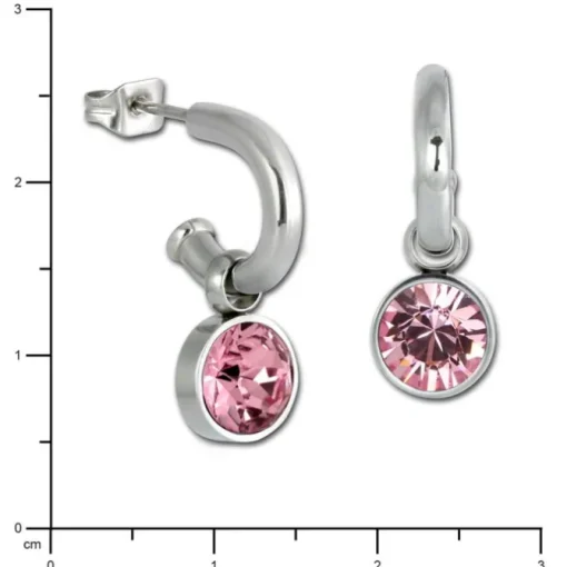 Amello Edelstahl Creole Zirkonias Zirkonia rosa Ohrring ESOS02A