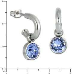 Amello Edelstahl Creole Zirkonias Zirkonia hellblau Ohrring ESOS02H